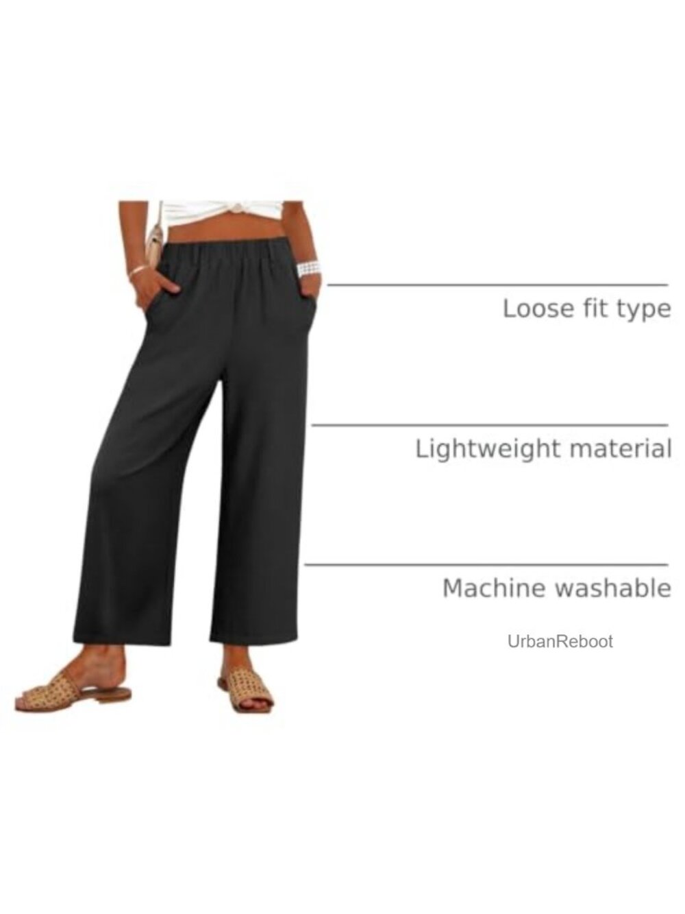 Women's Wide Leg Palazzo Pants with Pockets Casual Lounge - Picture 3 of 6